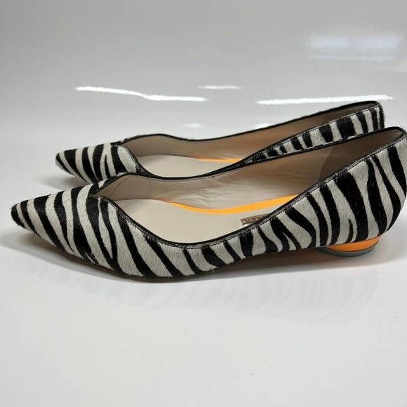 Sophia Webster Loca Zebra Printed Calf Hair Flats Size 37 baddie  retro boho - Picture 9 of 14